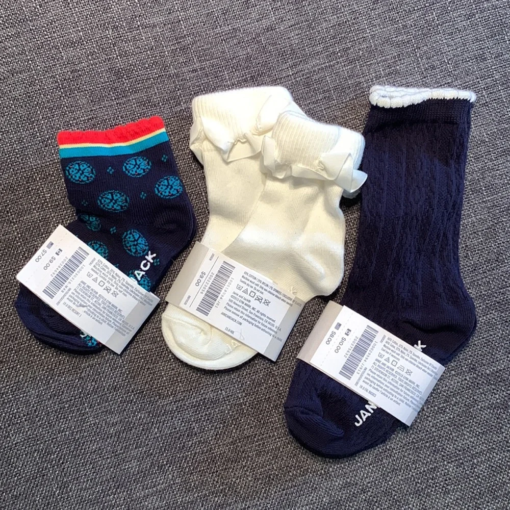 Janie and Jack Baby Girl Bundle 3 Pair of Socks